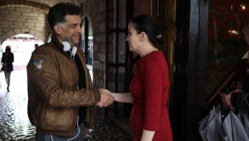 Karić i Magoda na setu snimanja filma Danisa Tanovića