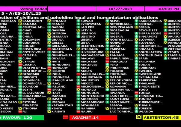 Ko je glasao protiv rezolucije u UN koja poziva na primirje?