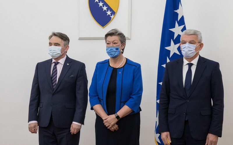 Komšić i Džaferović s Johansson o migrantima i EU putu BiH
