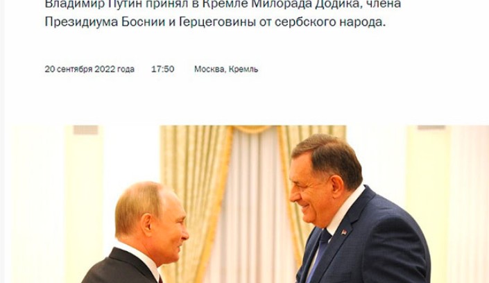 Kremlj objavio transkript razgovora Putina i Dodika