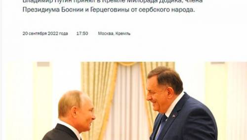 Kremlj objavio transkript razgovora Putina i Dodika