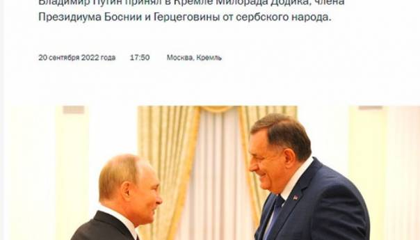 Kremlj objavio transkript razgovora Putina i Dodika