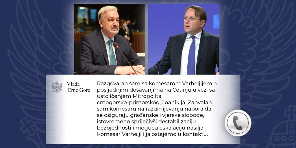 Krivokapić razgovarao sa Varheljijem o dešavanjima na Cetinju