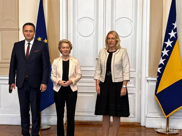 Leyen u Predsjedništvu BiH, dočekali je Bećirović i Cvijanović