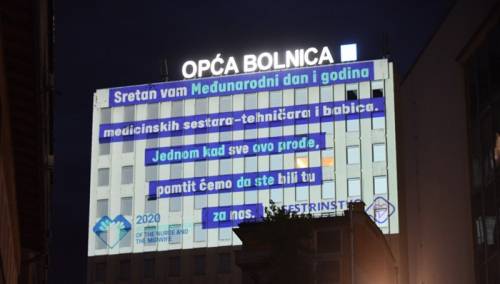Medicinskim sestrama i tehničarima zahvalnica na zidu Opće bolnice u Sarajevu