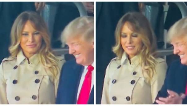 Melanijina reakcija na Trumpovo navijanje postala viralna