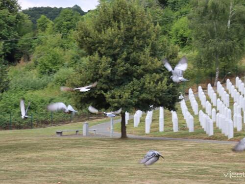 Memorijalni let golubova u mezarju u Potočarima