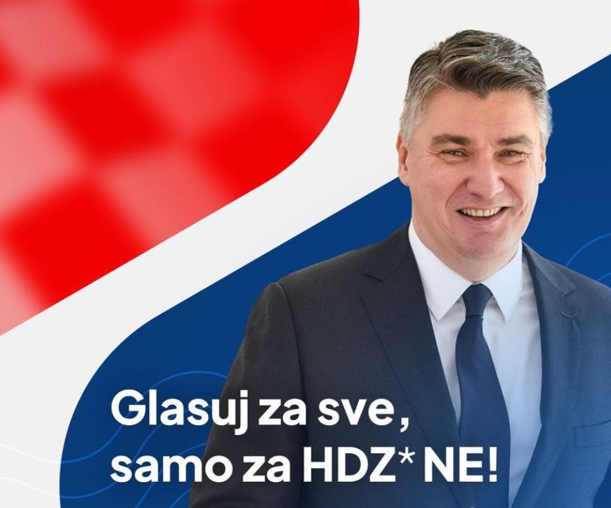 Milanović objavio sliku uz zanimljiv opis: Glasaj za sve, samo za HDZ* NE!