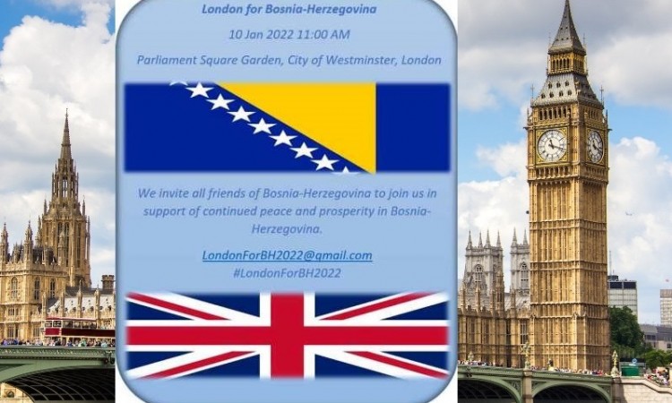 Mirovni protest u znak podrške BiH 10. januara u Londonu