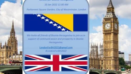 Mirovni protest u znak podrške BiH 10. januara u Londonu