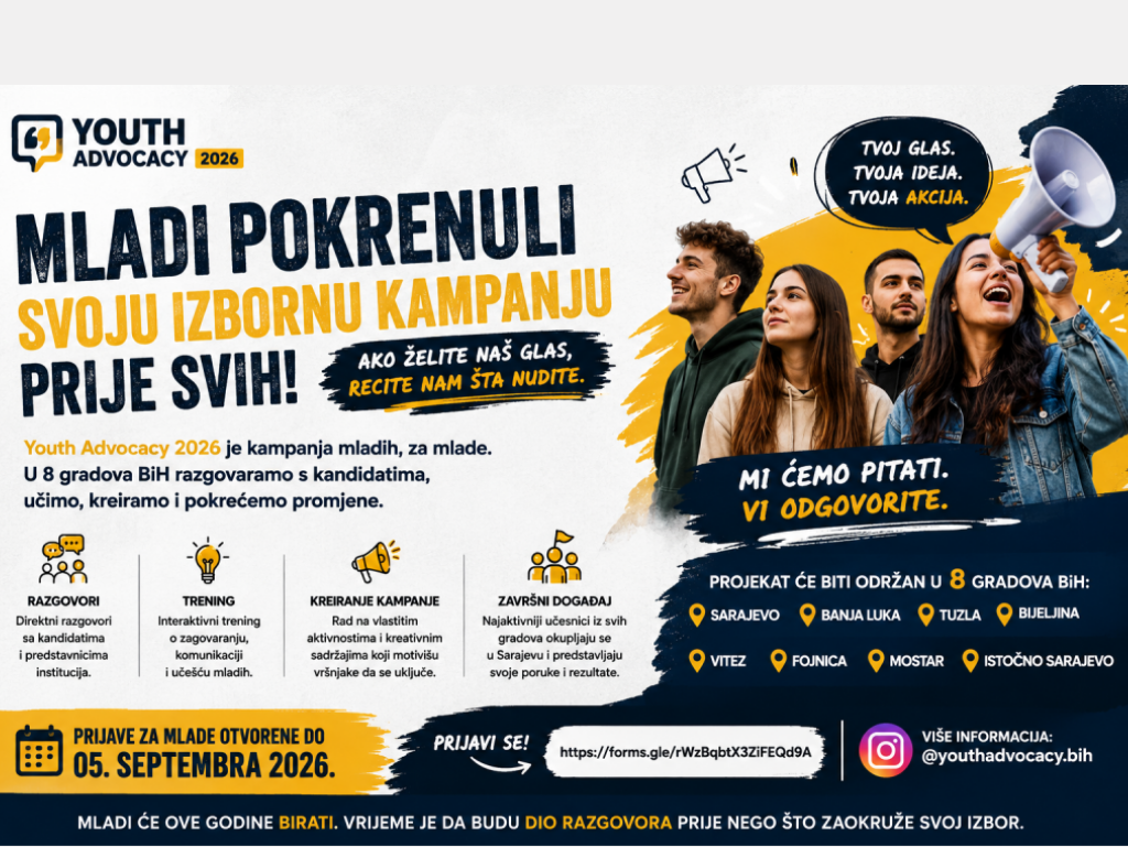 Mladi pokrenuli svoju izbornu kampanju - Youth Advocacy 2026 stiže u osam gradova BiH
