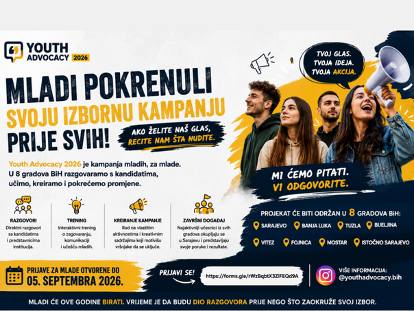 Mladi pokrenuli svoju izbornu kampanju - Youth Advocacy 2026 stiže u osam gradova BiH