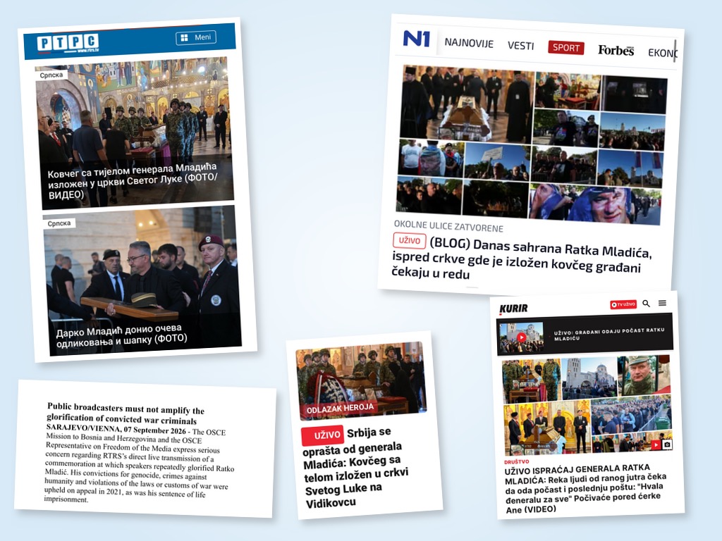 Mladić uživo na režimskim medijima, RTRS-u, N1 Srbija... OSCE "zabrinut"