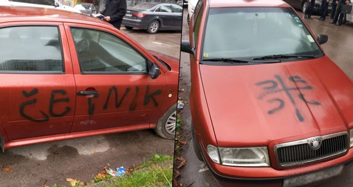 Na automobilu predsjednika Skupštine TK ispisani grafiti “4S” i “četnik”