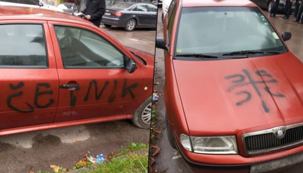 Na automobilu predsjednika Skupštine TK ispisani grafiti “4S” i “četnik”