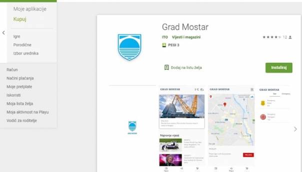 Na Google Playu dostupna mobilna aplikacija Grada Mostar