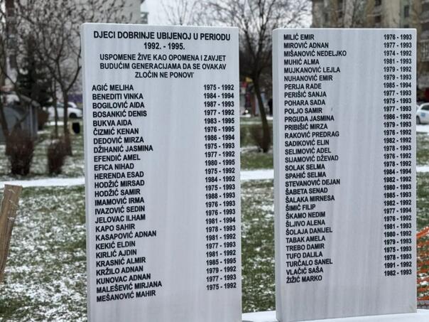 Na Spomen-obilježju ubijenoj djeci Dobrinje izvršit će se korekcije podataka