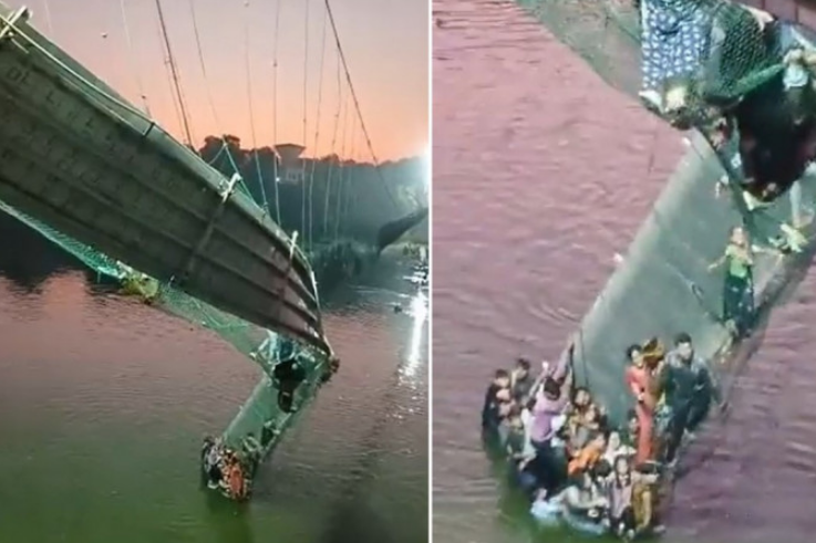 Najmanje 90 poginulih u urušavanju visećeg mosta u Indiji