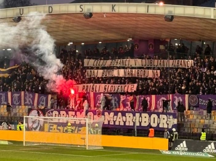 Navijači Maribora istakli parolu: "U Celju Bosanci, u Ljubljani Albanci"
