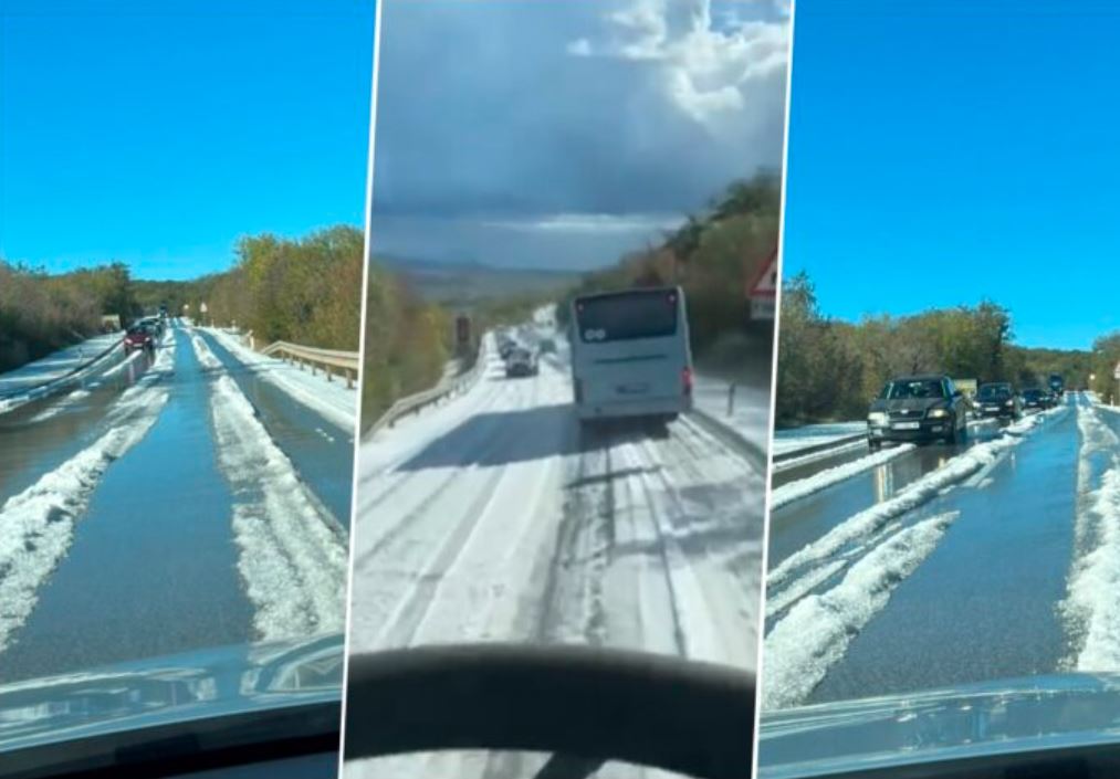 Nevjerovatni prizori s Krka: Tuča zabijelila otok kao da je zima