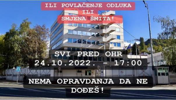 Novi protesti ispred OHR-a: Ili povlačenje odluka ili smjena Schmidta