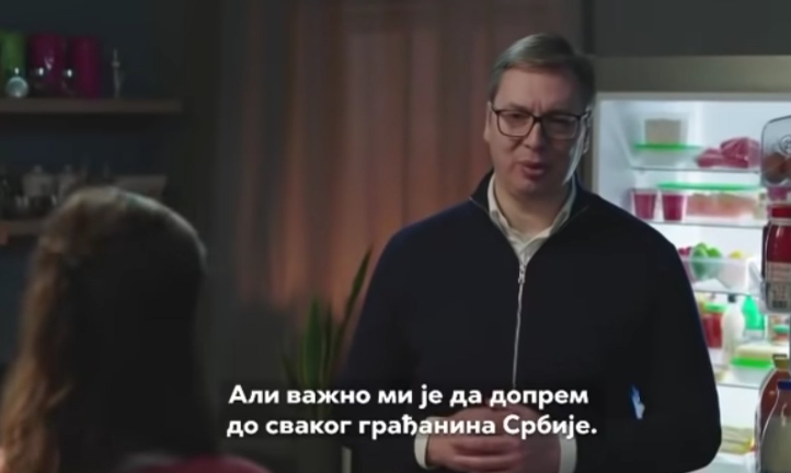 Novi spot SNS-a: Vučić iskače iz frižidera