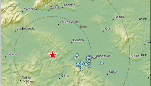 Novi zemljotrs kod Petrinje magnitude 3,2 po Richteru