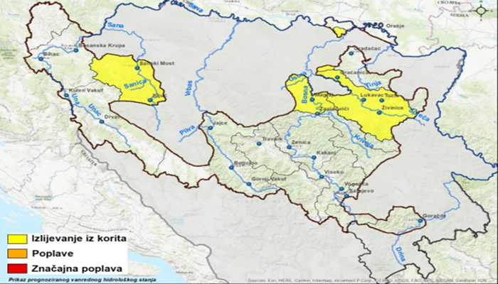 Obavještenje o prognozi vanrednog hidrološkog stanja