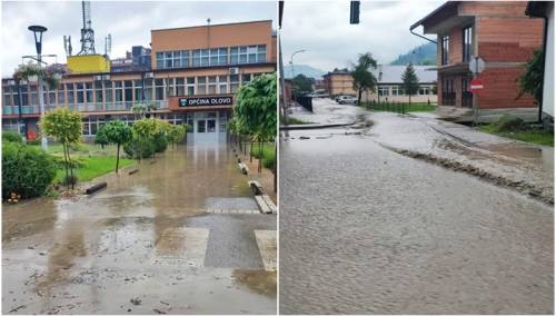 Obilne kišne padavine pogodile Olovo, poplavljene ulice