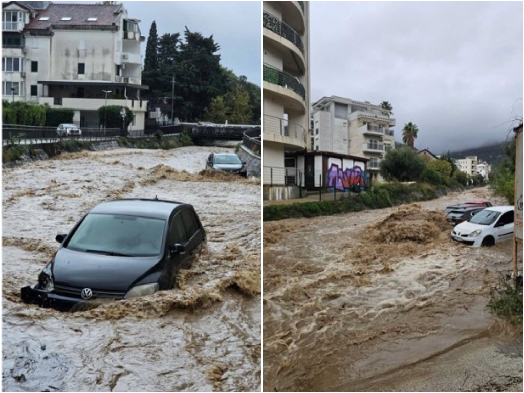 Obilne padavine otežavaju saobraćaj u Budvi: Brojne ulice pod vodom