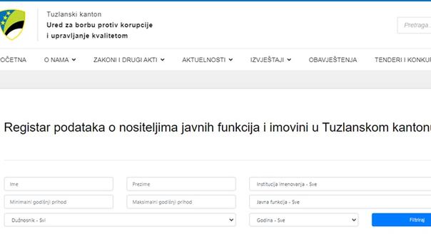 Objavljen Registar o imovini dužnosnika u TK