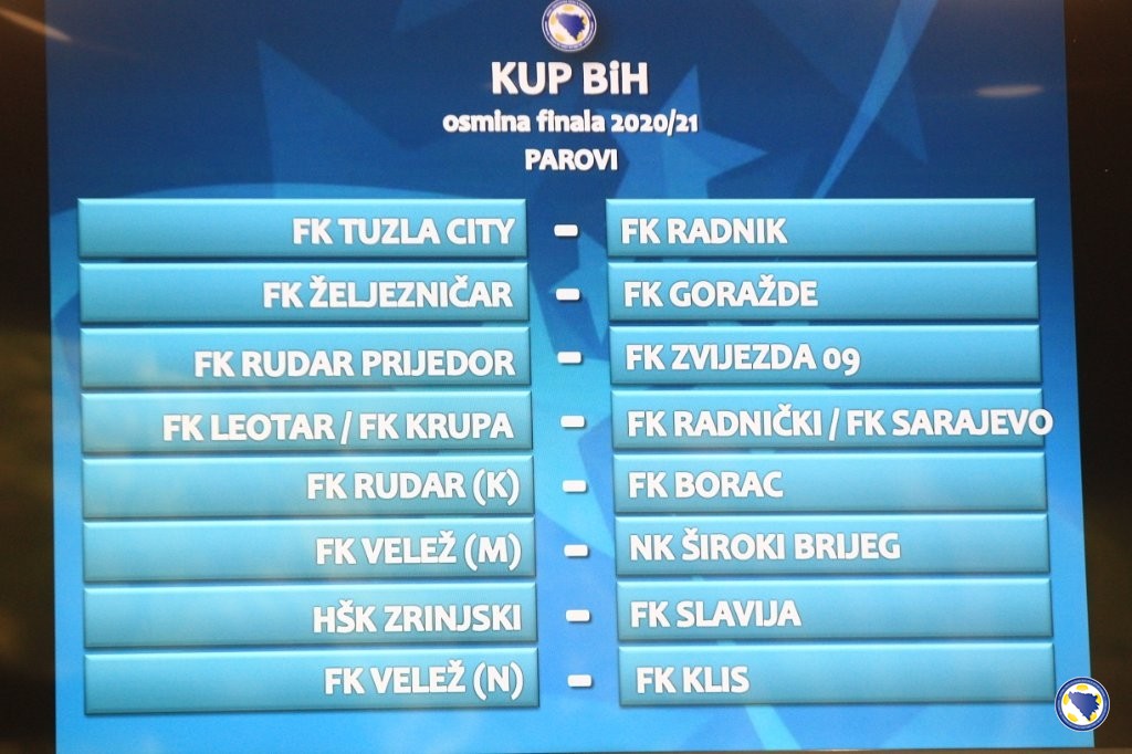 Održan žrijeb parova osmine finala Kupa