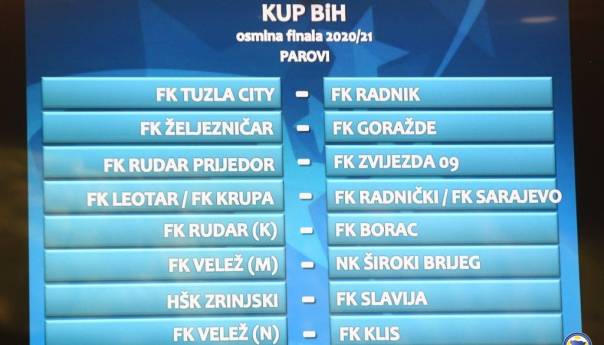 Održan žrijeb parova osmine finala Kupa