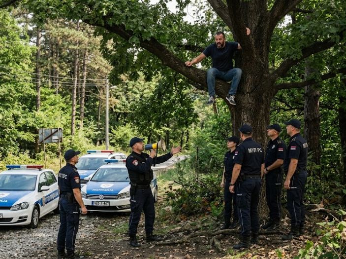 Okončana drama na Palama: Muškarac konačno sišao sa drveta
