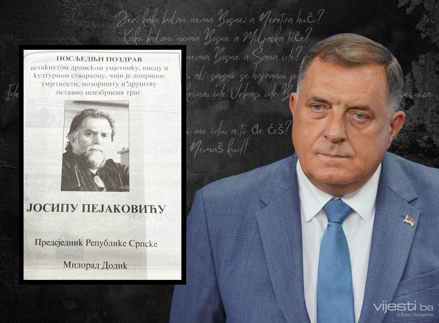 “On meni nema Bosne”: Dodik se oprostio od Pejakovića