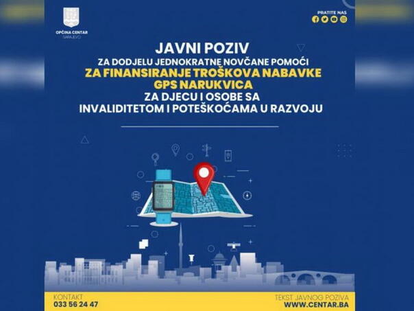 Općina Centar daje novčanu pomoć za nabavku GPS narukvica za djecu i osobe s invaliditetom