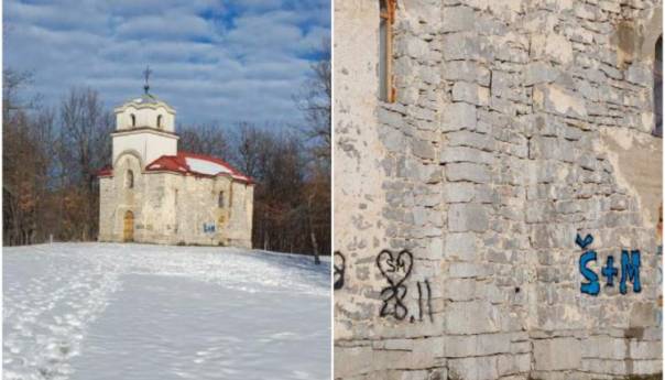 Oskrnavljena crkva u blizini migrantskog kampa Lipa