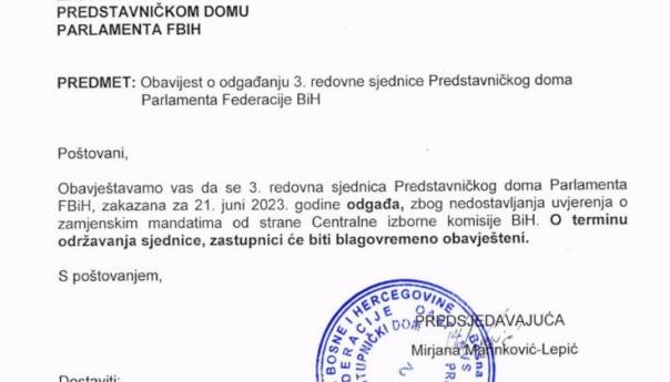 Otkazana sjednica Parlamenta FBiH, upitna većina