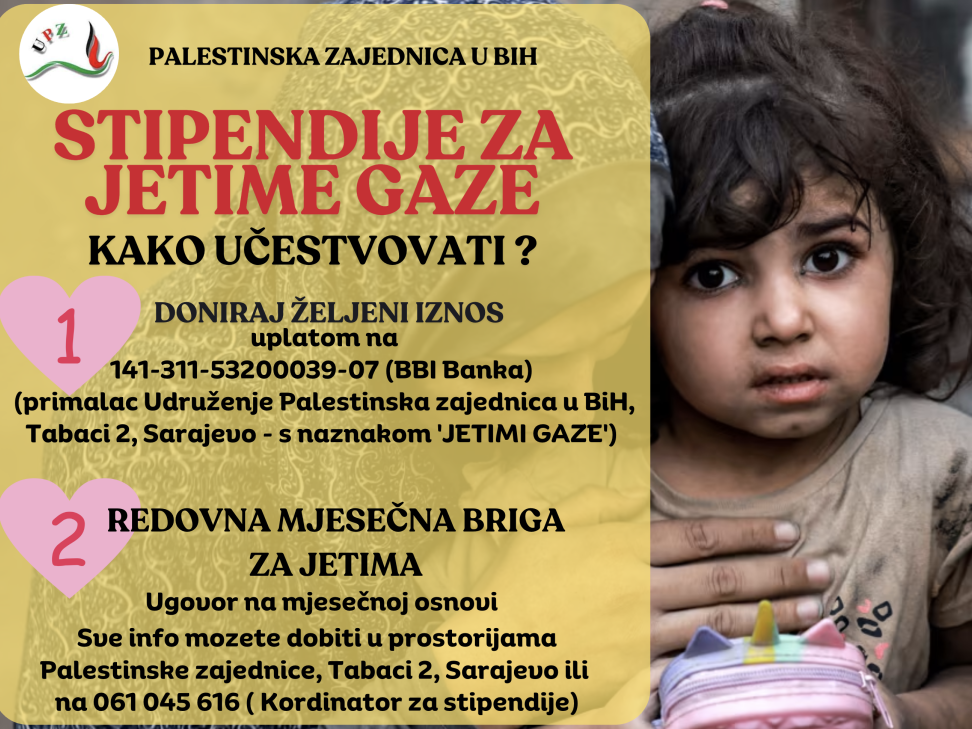 Palestinska zajednica u BiH realizuje projekat "Sponzorstvo jetima"