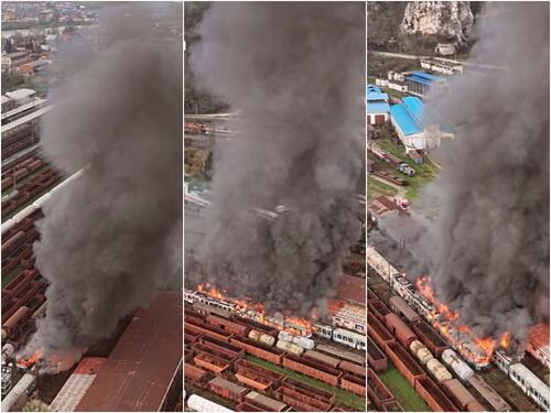 Pogledajte požar na željezničkoj stanici u Doboju