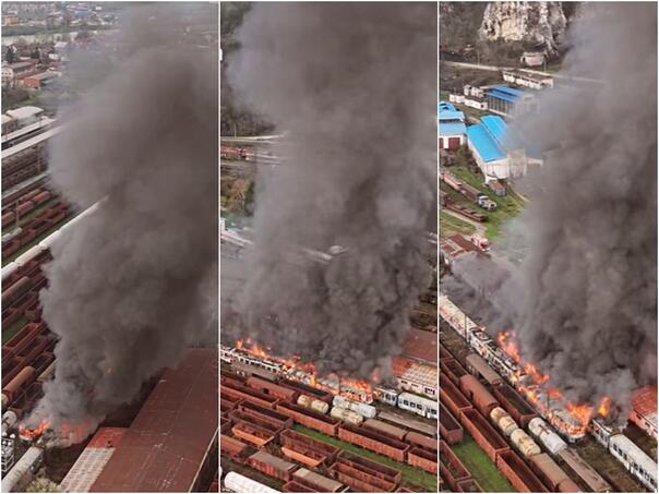 Pogledajte požar na željezničkoj stanici u Doboju