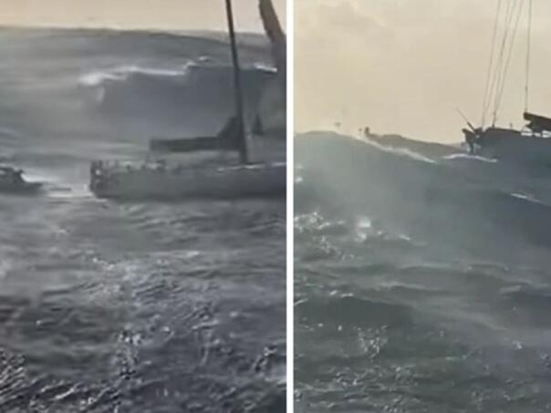 Pogledajte trenutak spašavanja muškarca i žene sa jedrilice u teškim uslovima