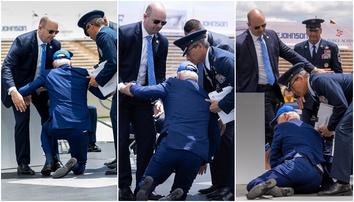 Video: Biden zapeo za vreću od pijeska i pao na bini
