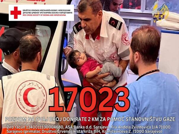 Pokrenut humanitarni broj 17023 za pomoć stanovništvu Gaze