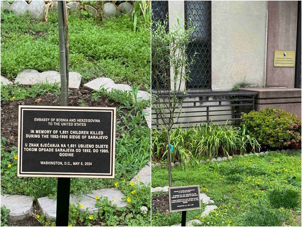 Postavljena spomen-ploča za ubijenu djecu Sarajeva ispred Ambasade BiH u Washingtonu