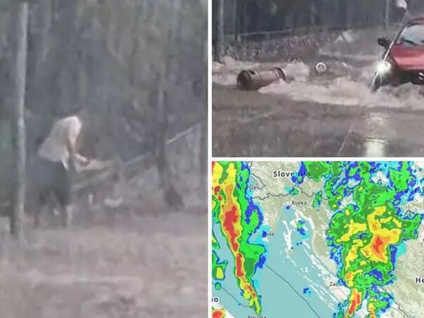 Potopljen hrvatski grad na moru, automobili zaglavili u vodi