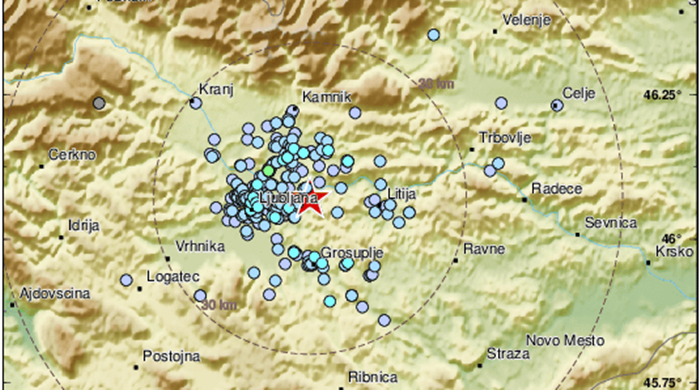 Potres jačine 2,9 Rihtera u blizini Ljubljane