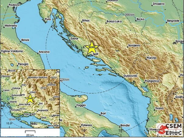 Potres magnitude 3,1 zabilježen sjeverno od Splita: Kratko, ali jako!