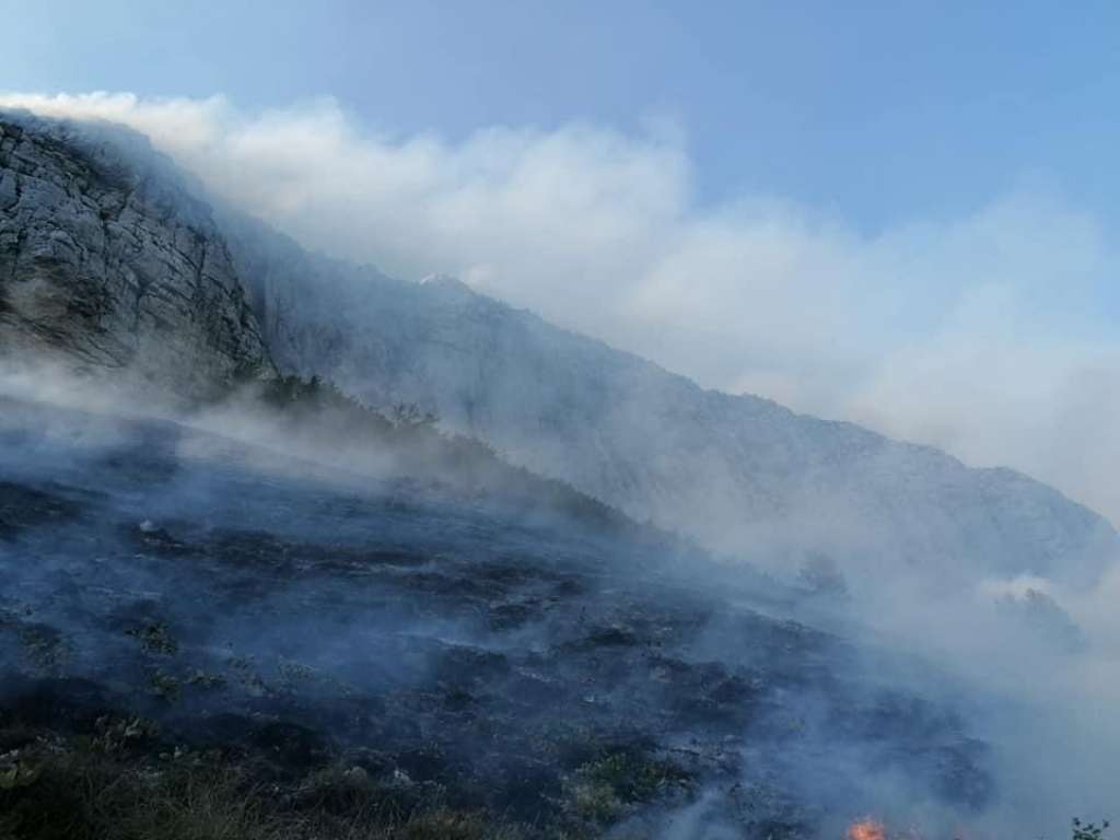 Požar na Kamešnici iznad livanjskih sela širi se prema granici s Hrvatskom