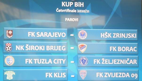 Poznati parovi četvrtfinala nogometnog Kupa BiH